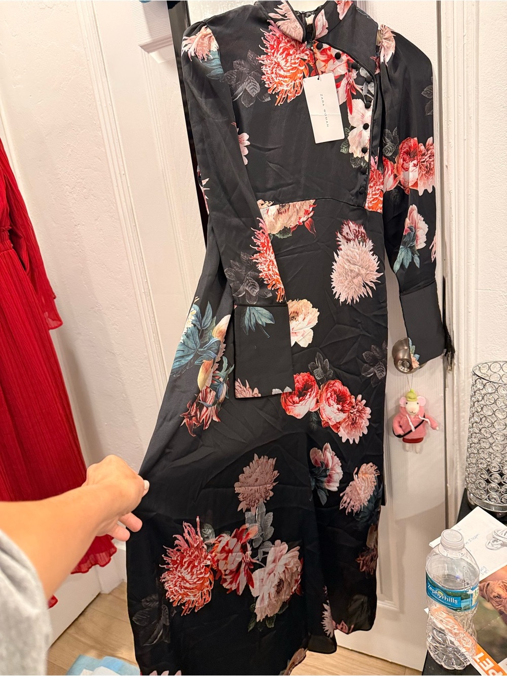 ZARA NEW WITH TAGS Black Floral Long-Sleeve Maxi Dress